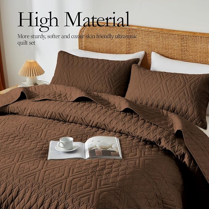 akkialla King/Cal King Size Quilt Bedding Set, Modern Style Geometric Pattern - Image 3