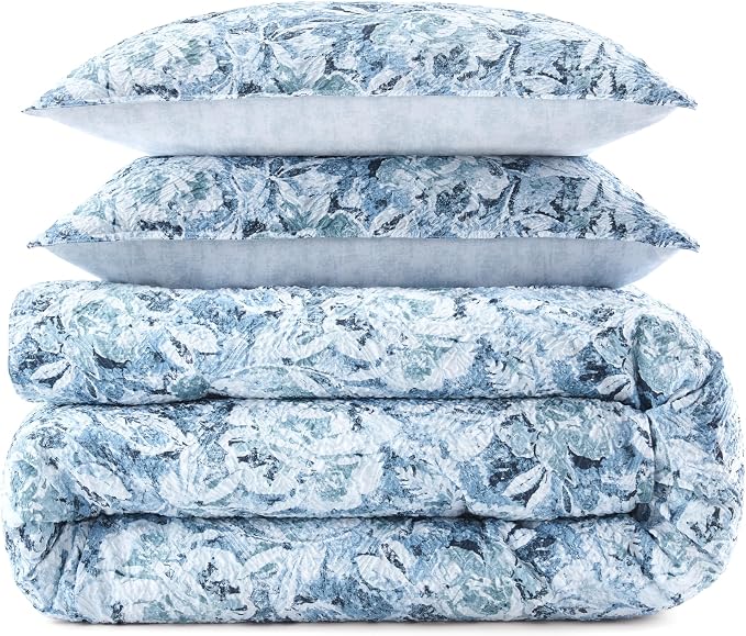 Waverly Hayden 3-Piece Microfiber Percale Comforter Set – King Blue/Green - Image 2