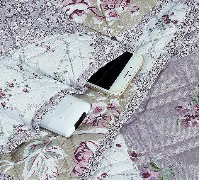 Brilliant Sunshine Lilac & Beige Roses Couch Armrest Cover, Armrest Organizer & - Image 4