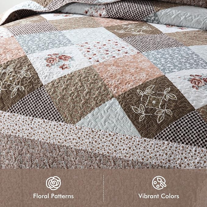 Etwel Lightweight Patchwork King Size Quilt Set - Image 2