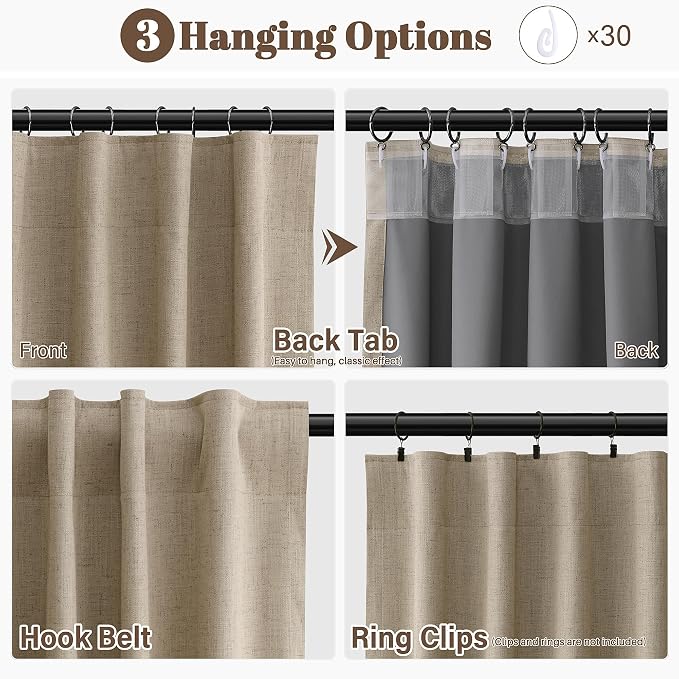 Khaki Linen 100% Blackout Curtains - Image 2