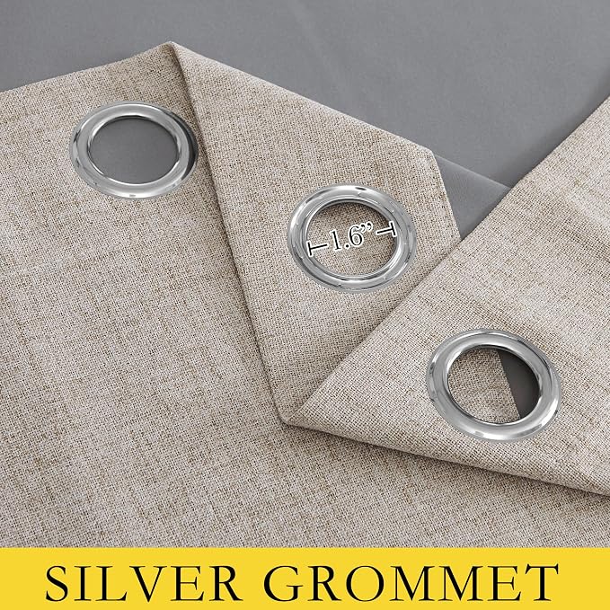 NICETOWN Farmhouse Style 100% Blackout Oatmeal Linen Curtains 90 inches Length - Image 5
