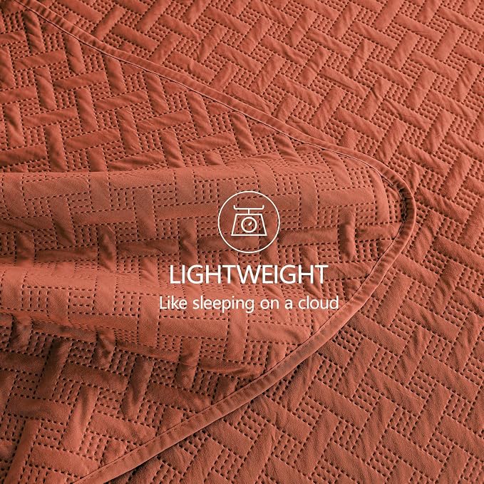 FLYMME Oversized King/California King Quilt Set 118"x106", Burnt Orange 3-Piece - Image 6