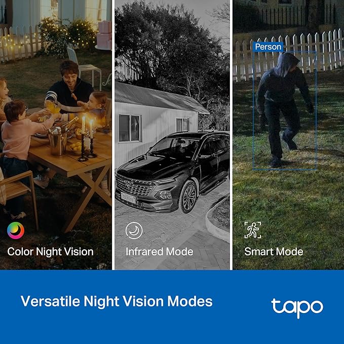 Tapo 2K Indoor/Outdoor Pan/Tilt Wired Security Camera - Baby Monitoring, Person & Baby Cry Detection, 360° Motion Tracking, Night Vision, No-Subscription Local Storage or Optional Cloud, C216 (2-Pack)