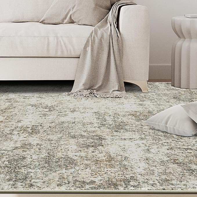 6x9 Area Rugs for Living Room Washable Bedroom Dining Room Beige Brown | Modern - Image 9