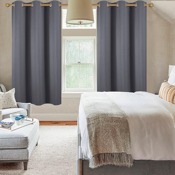 Diraysid Dark Grey Grommet Blackout Curtains - Image 8