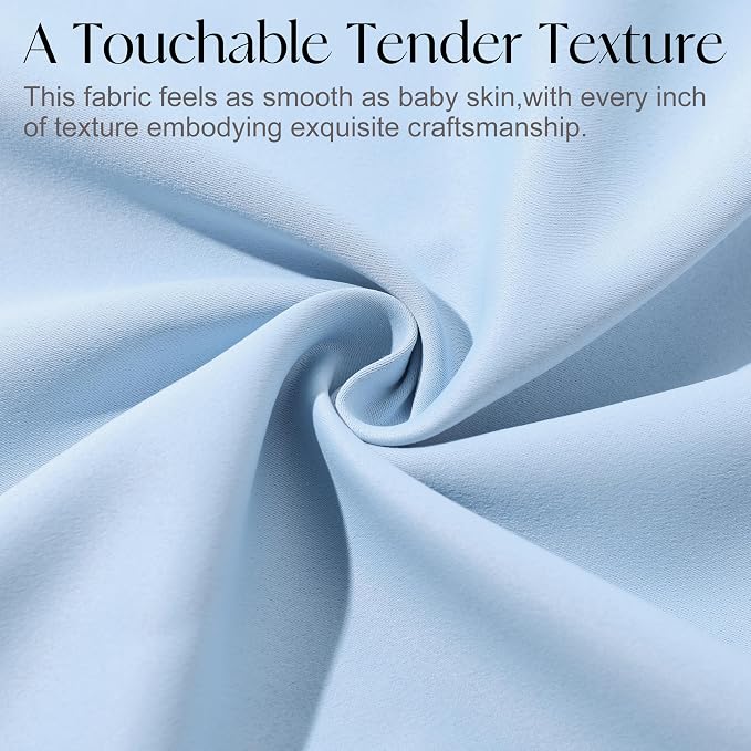Etherealveil Light Blue Pinch Pleated Blackout Curtains 2 Panels 40"x84" | Back - Image 7