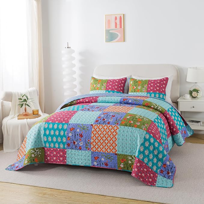 SLPR - All is Bright Colorful Patchwork Quilt Set, Twin - Image 3
