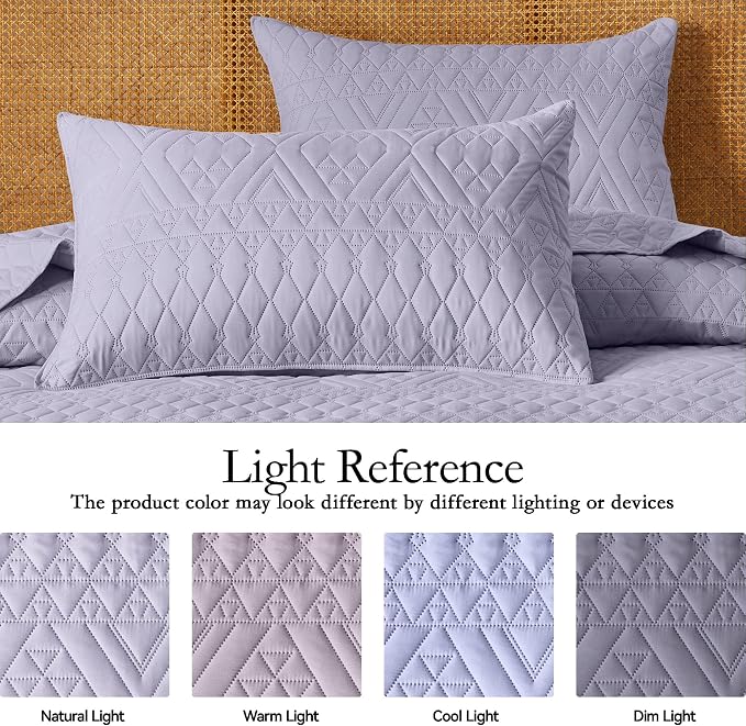 akkialla Full/Queen Size Quilt Bedding Set, Lavender Lightweight Microfiber - Image 4
