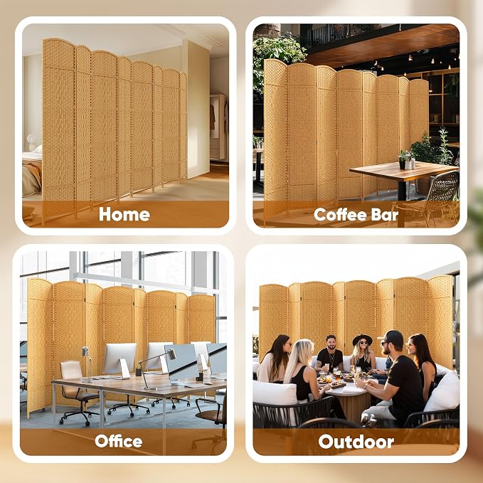 8 Panel Room Divider, Privacy Screen & Room Separation, Extra Wide | Paper - Image 8
