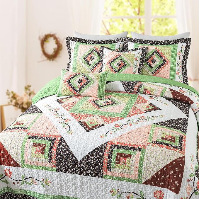 BEDIFANY Queen Size Quilt Set, Farmhouse Cotton Fill Bedspread Coverlet Set | - Image 2