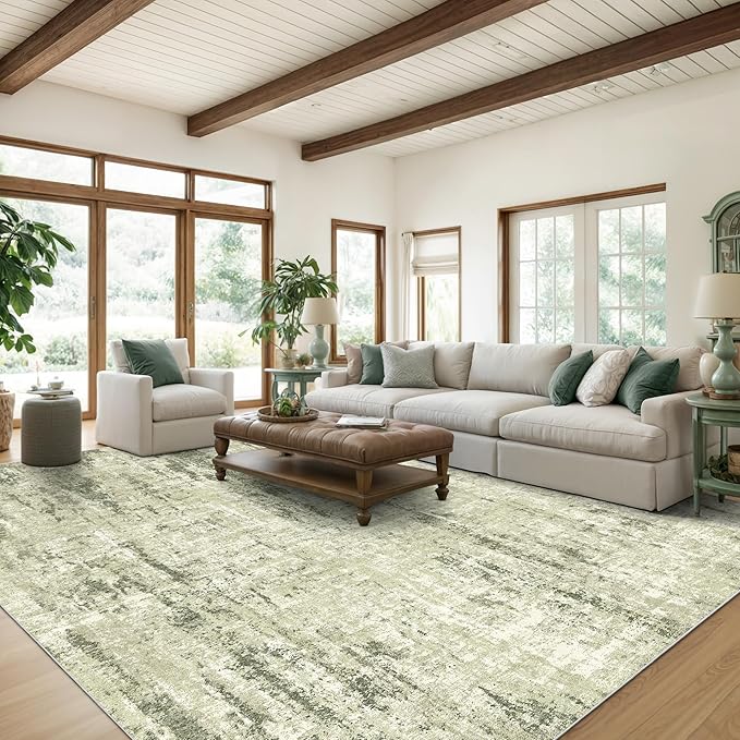 7x9 Area Rug, Abstract Washable Area Rugs - Image 3