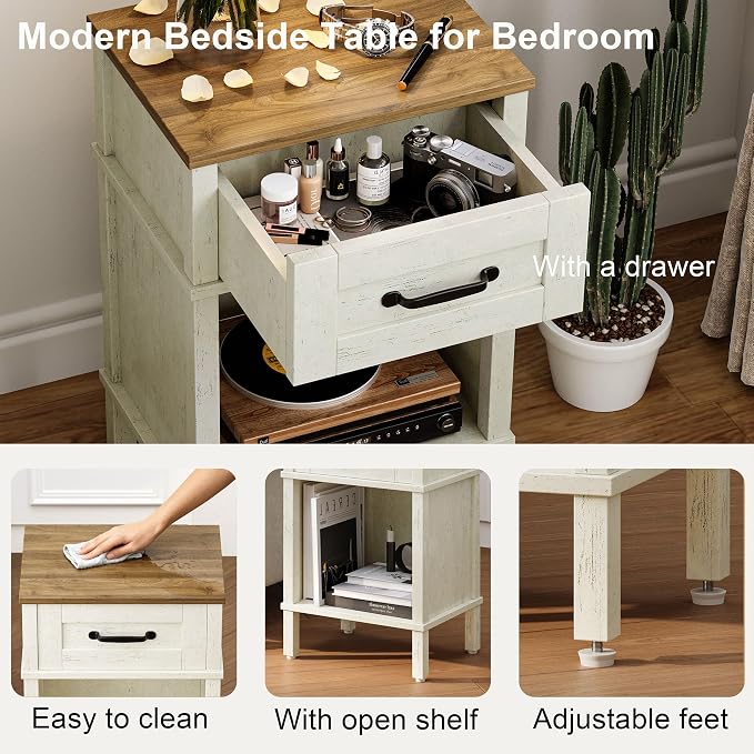 White Farmhouse Nightstands, Nightstand - Image 6