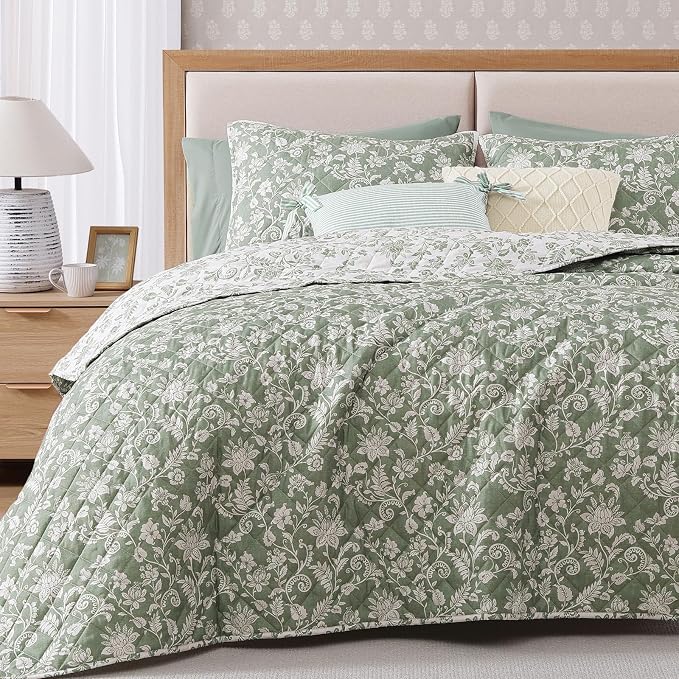 Twin/Twin XL Quilt Set-2 Pieces Soft Bedding Floral Reversible Coverlet | All - Image 8