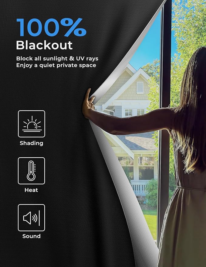 Blackout Curtains for Bedroom Portable 30"x68" Blackout Shades | 100% Black Out - Image 2