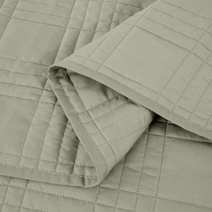 Chezmoi Collection Kingston King Size Bedspread Set, 3-Piece Sage Green - Image 8