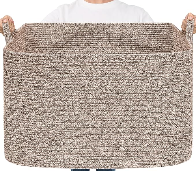 Goodpick 105L Extra Large Woven Rope Blanket Basket, Clothes & Pillows by Goodpick