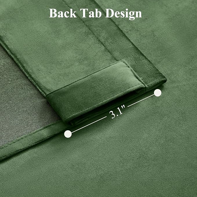 Extra Long Green Velvet Curtains 102 Inches Soft Drapes Floor to Ceiling | Room - Image 6