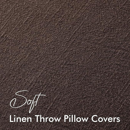EMEMA Throw Pillow Covers Decorative Linen Pillow Covers 24x24 Inch Dark Brown Boho Farmhouse Neutral Couch Throw Pillows for Bed Pack of 2 Accent Pillowcase Modern Sofa Cushion Livingroom Home