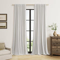 Extra Long 100% Natural Blackout Curtains 144 Inch Length 2 Panels Set Back Tab by Guken
