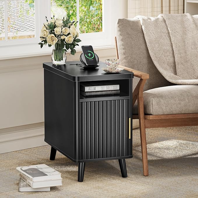 Huuger Narrow Nightstand with Charging Station, USB-C Port | Set of 2 Night - Image 8
