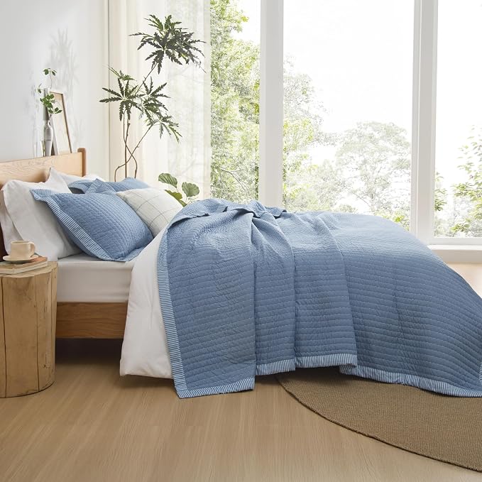 Bedsure Twin Size Quilt, Lightweight Soft Striped Comforter Set, All-Season - Image 8