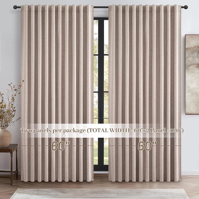 QJmydeco Curtains 60 Inch Length Wide Pleated Blackout Curtain - Image 7