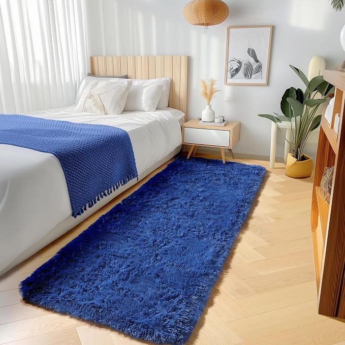 Navy Blue Runner Rugs for Bedroom Living Room, Fluffy 2x6 Bedside Hallway Area - Image 5
