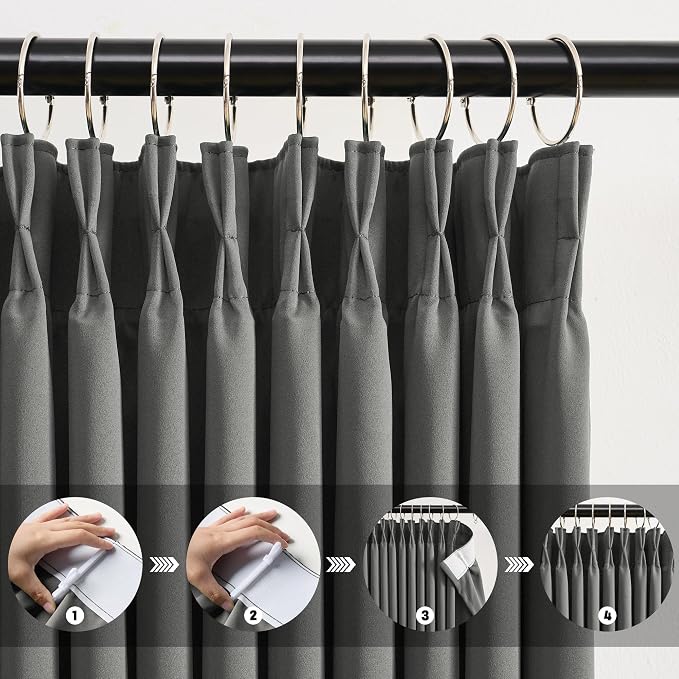 Pinch Pleated Wide Drapes 108 Inches Long, 80 Inch Wide Each Panel Sliding Door - Image 2