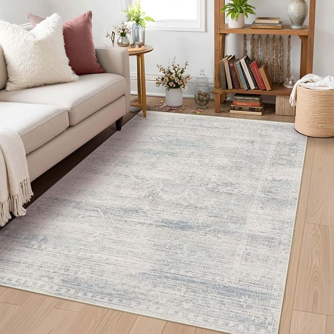 Latte&Fog 3x5 Entryway Blue Area Rugs, Vintage Washable Rugs Boys Bedroom | Non - Image 5