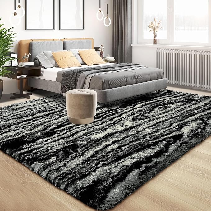 Soft Fluffy Rugs for Bedroom, 4x6 Area Rug for Living Room, Modern Shaggy Room - Image 2