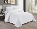 Linen Plus Embossed Coverlet Bedspread Set Oversized Solid White Full/Queen Bed by Linen+Plus