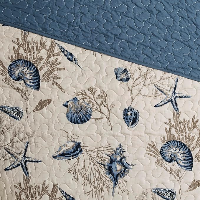 Madison Park Cottage Coastal Starfish Blue Twin Bedspread Set, Machine Washable - Image 11