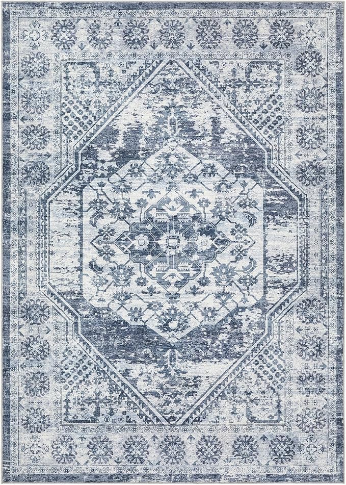 cotiled 9x12 Area Rug for Living Room, Traditional, Distressed Blue - Image 9