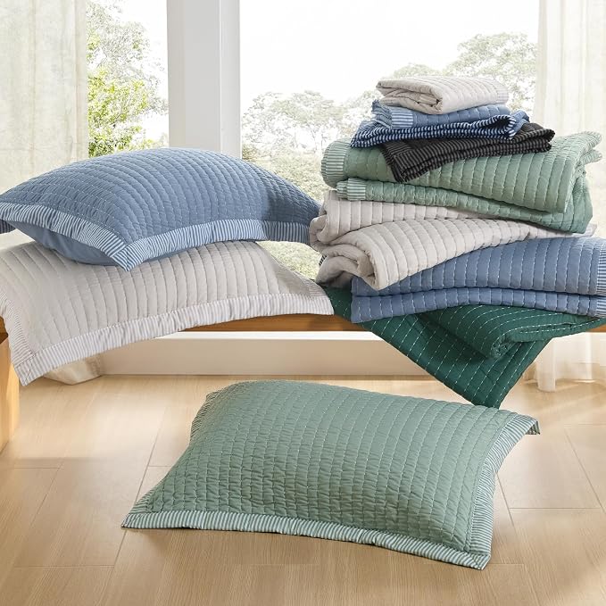 Bedsure King Size Quilt, Lightweight Striped Thin Comforter, Linen | Breathable - Image 8