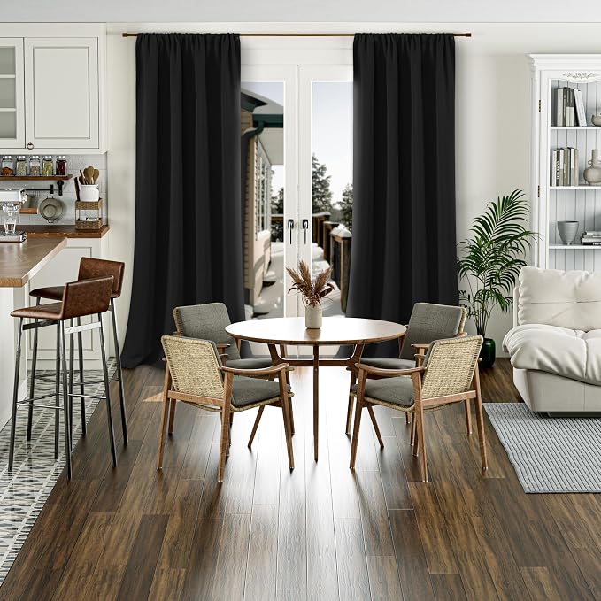 BGment Black Blackout Curtains for Living Room 95 Inch Length 2 Panels | - Image 2