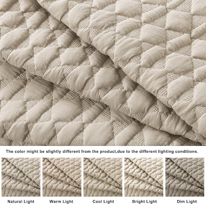 WDCOZY Beige Quilt Twin Size Bedding Sets - Image 3