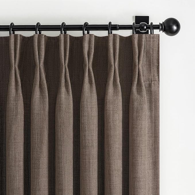Blackout Dark Brown Bedroom Curtains 84 Inches Long 2 Panels Set, Memory by PleatedDrapes