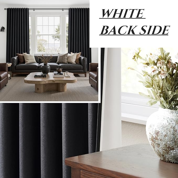 Black Out Curtains 70 Inches Extra Wide Luxury Linen Curtains 96 Inch Length - Image 7