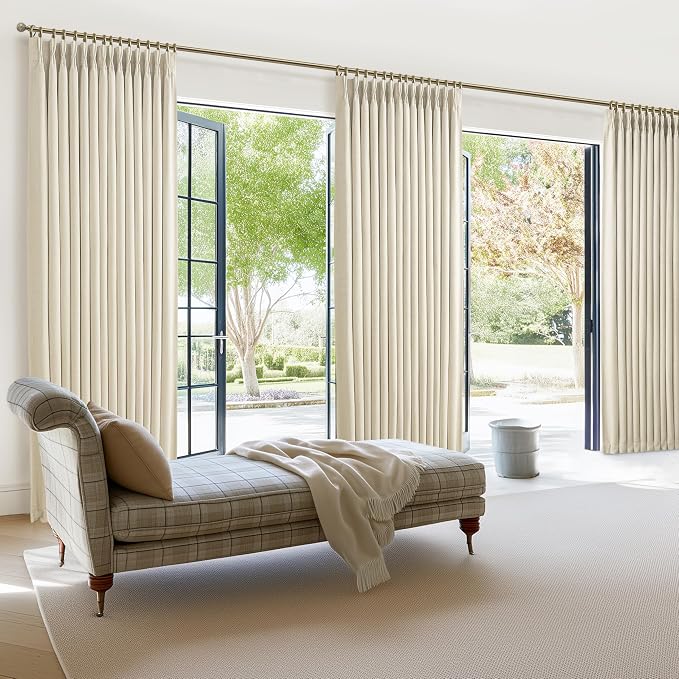 Blackout Memory Trained Pleated Linen Cream Beige Curtains 96 Inches Long - Image 8