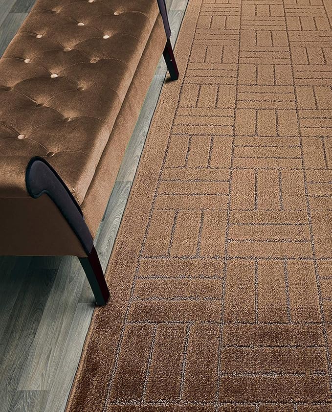 Custom Length Hallway Runner Rug,Slip Resistant,Bricks Brown, 26 Inch X 24 feet, Sold and Priced Per Foot