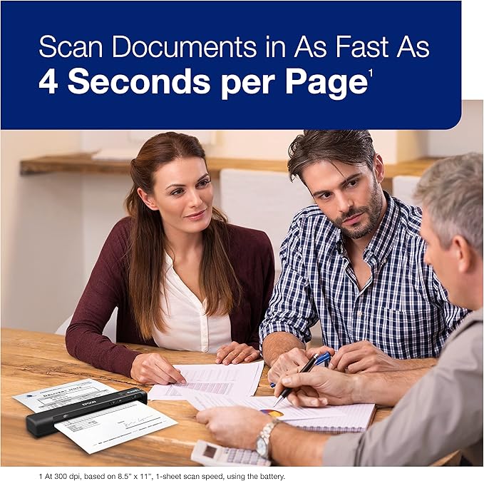 Epson Workforce ES-60W Wireless Portable Sheet-fed Document Scanner for PC and Mac 10.7" x 1.9" x 1.4"