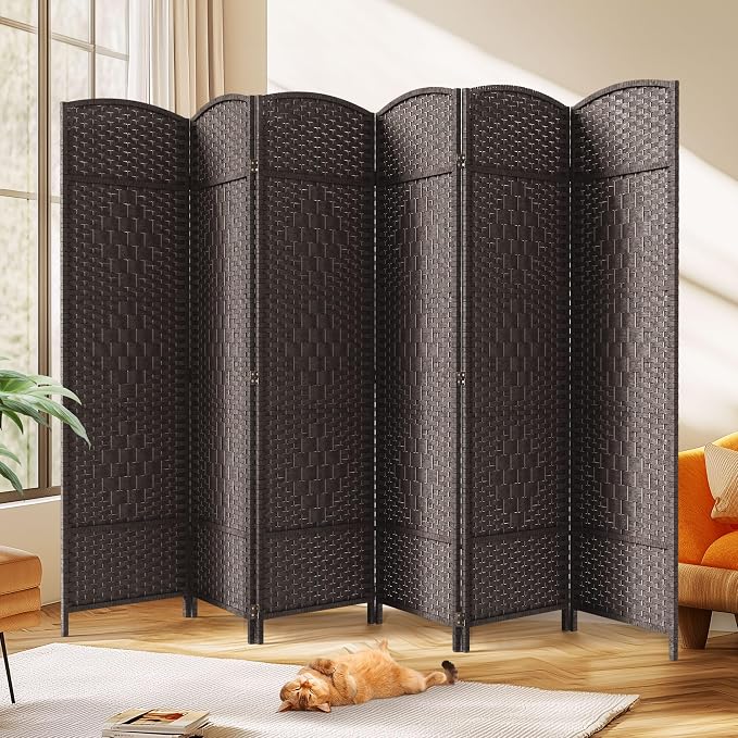 Rattan Room Divider, 6-Panel Folding Privacy Screen 6ft. Extra Wide | Double by Jostyle