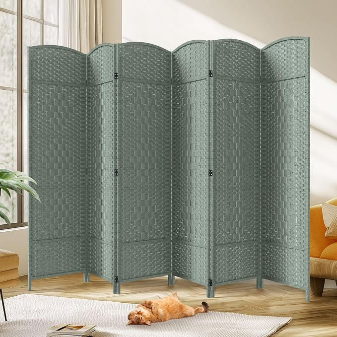 Rattan Room Divider, 6-Panel Folding Privacy Screen 6ft. Extra Wide | Double by Jostyle
