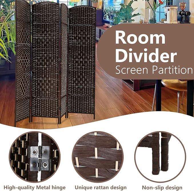 FDW Room Divider 6FT Wooden Screen Folding Privacy Screens Portable Wall - Image 5