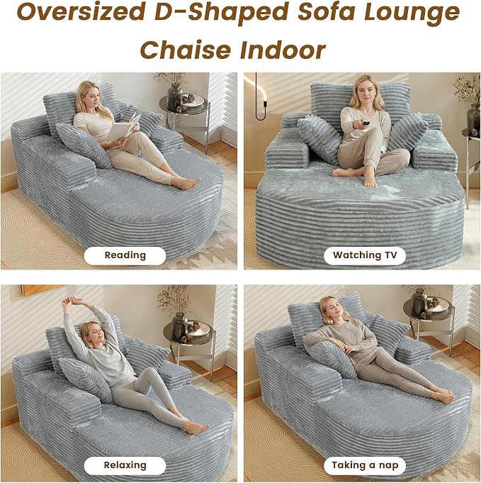 Corduroy D-Shaped Couches, Oversized Round Chair - Image 8