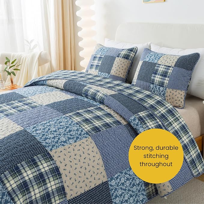 SLPR - Blue Symphony Cotton Quilt Set, Patchwork Bedding, Twin - Image 4