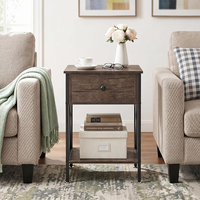 VECELO Nightstands Set of 2, Modern Bedside End Tables, Night Stands - Image 4