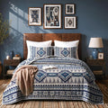 akkialla Reversible Blue Boho King/Cal King Quilt Set, 2-Piece Bohemian Aztec by akkialla