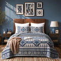 akkialla Reversible Blue Boho Twin Quilt Set, 2-Piece Bohemian Aztec Microfiber by akkialla